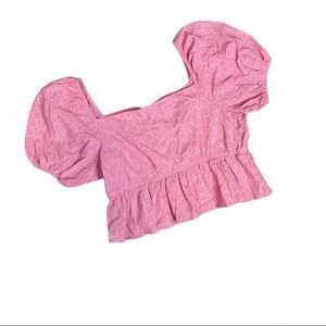 WILD FABLE EYELET PUFF SLEEVE BABYDOLL CROP TOP MAYVE PINK SIZE SMALL
